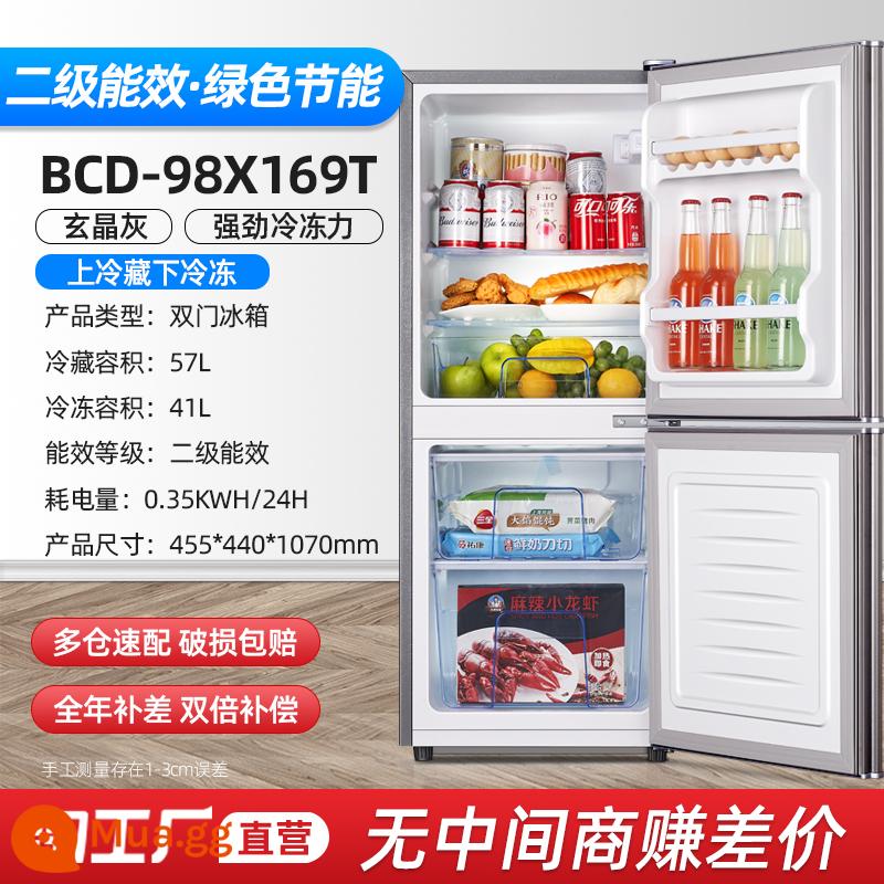 [Hiệu quả năng lượng cấp 1] Tủ lạnh nhỏ hộ gia đình Cho thuê ký túc xá Tủ đông lạnh mini Tủ lạnh tiết kiệm năng lượng hai cửa - Cửa đôi/169T ✅đen/làm lạnh trên và đông lạnh dưới