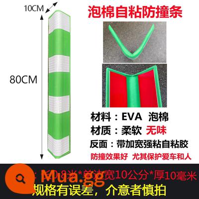 Miếng dán phản quang bằng bọt PVC để bảo vệ bãi đậu xe của nhà để xe mà không cần đục trụ bọc Dải chống va chạm EVA gói mềm bảo vệ góc - Miếng bảo vệ góc tròn 80 cm màu xanh lá cây và trắng