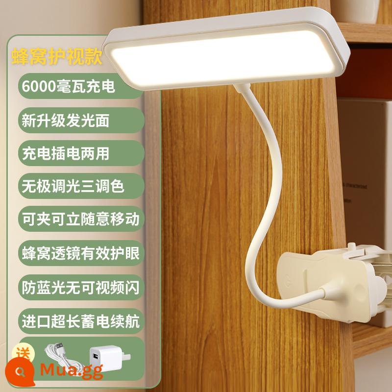 Kẹp nhỏ đèn bàn nghiên cứu đặc biệt ký túc xá sinh viên trẻ em led bảo vệ mắt bàn đọc sách sạc phòng ngủ đèn ngủ - Bề mặt phát sáng được nâng cấp [6000 mW/có thể sạc lại và ổ cắm] điều chỉnh độ sáng vô cấp Điều chỉnh màu 3 cấp độ + phích cắm miễn phí