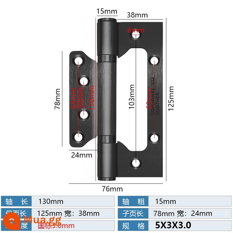 Bản lề mẹ chồng bằng thép không gỉ Cửa chịu lực cửa gỗ Bản lề 4 inch 5 inch Cửa đệm gấp lá lỏng mở và đóng - Mẹ chồng chuẩn quốc gia 5 inch inox màu xám sang trọng [3mm]