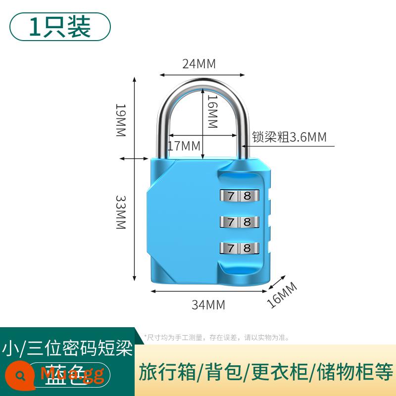 Kết hợp kim loại khóa ổ khóa nhỏ khóa chống trộm hành lý nhà tủ khóa mini khóa chìa khóa bộ khóa Daquan - [Xanh lam] Khóa kết hợp ba chữ số trung bình