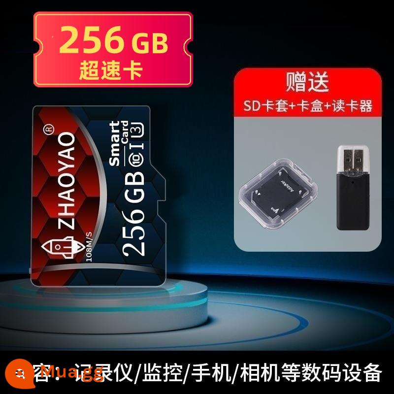 Thẻ nhớ tốc độ cao 128g ghi hình lái xe Thẻ 64gsd ống kính chụp ảnh giám sát thẻ nhớ 32g camera đa năng - 256GB [Phiên bản nâng cao Thẻ siêu tốc U3 + đầu đọc thẻ] phổ biến cho mọi thiết bị