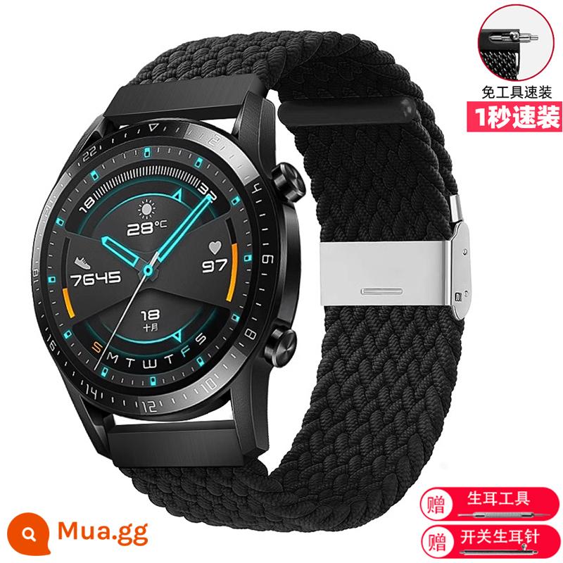 Dây đồng hồ nam nữ có khóa nylon phụ kiện thích hợp cho Huawei Tissot Longines CASIO Mido King DW Honor - đen