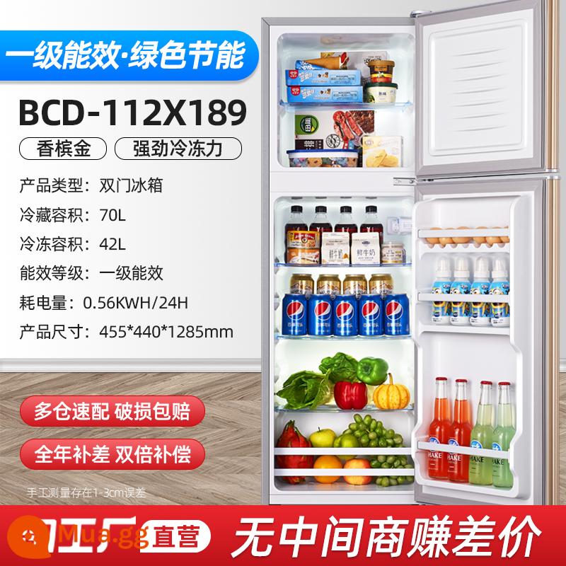 [Hiệu quả năng lượng cấp 1] Tủ lạnh nhỏ hộ gia đình Cho thuê ký túc xá Tủ đông lạnh mini Tủ lạnh tiết kiệm năng lượng hai cửa - Cửa đôi/189 ✅Vàng/Tiết kiệm năng lượng cấp 1