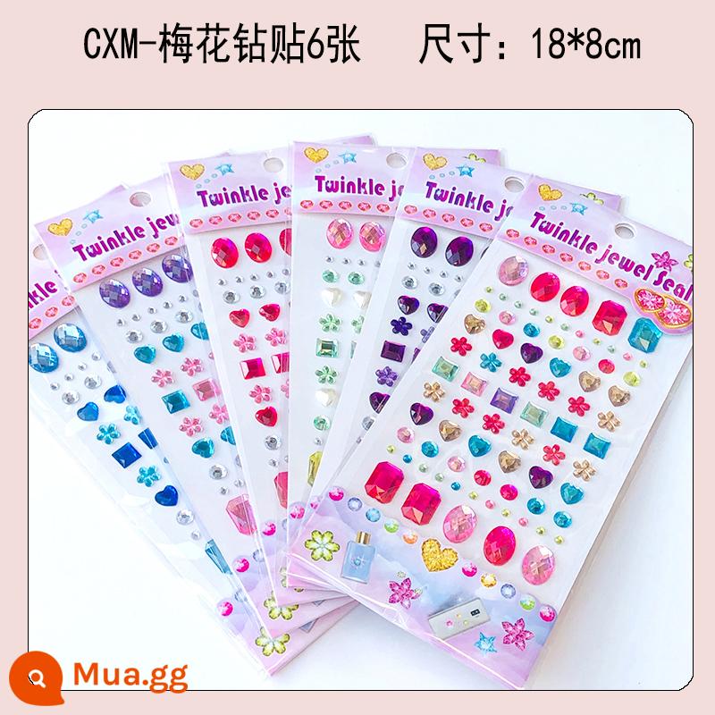 Nhãn dán đá quý trẻ em Sticker Diamond Sticker Princess Girl 3D STEREO STOREO TƯƠNG THÍCH THỰC HIỆN Đồ chơi đồ chơi - CXM-Dán kim cương hoa mận 6 tờ