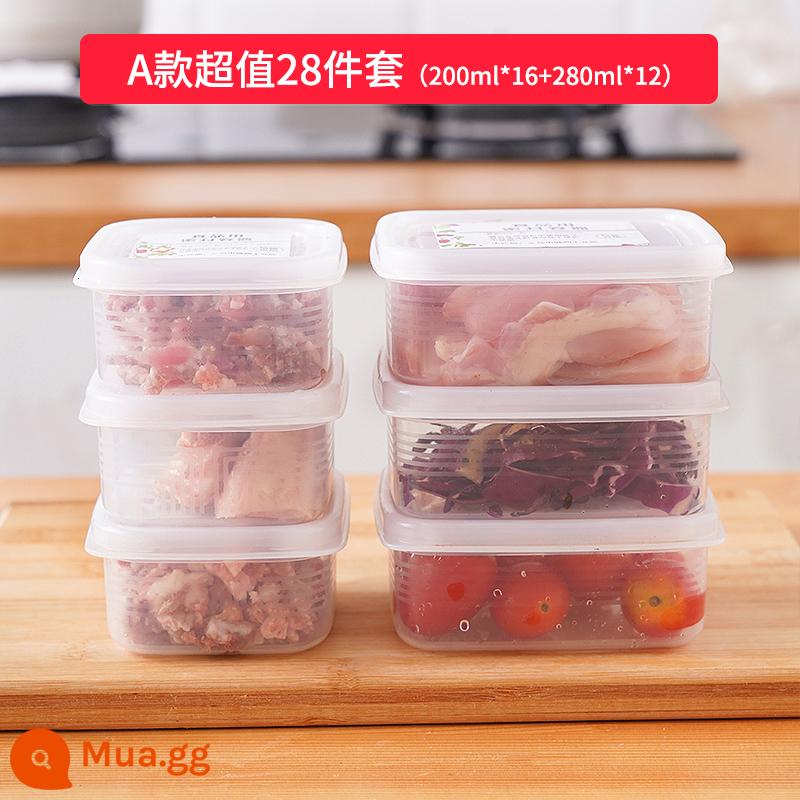 Hộp bảo quản đông lạnh Tủ lạnh Bao bì thịt đông lạnh đặc biệt Hộp giữ tươi cấp thực phẩm Ngăn nhựa kín thực phẩm Hộp nhỏ - Bộ bán chạy★ [28 món có giá trị lớn] 200ml*16+280ml*12