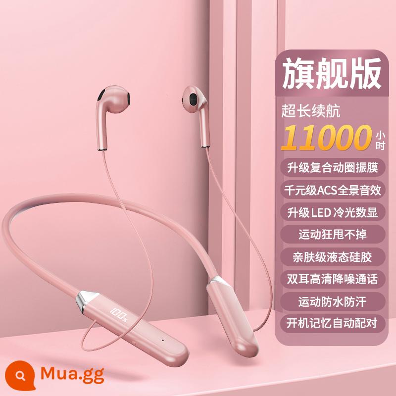 Tai nghe bluetooth new 2023 không dây đeo cổ kiểu dài đeo không đau cho nam nữ thể thao chạy pin lớn đặc biệt - Phiên bản hàng đầu ✅Sakura Pink [Thời lượng pin siêu dài + màng loa tổng hợp động + Hiệu ứng âm thanh toàn cảnh ACS]