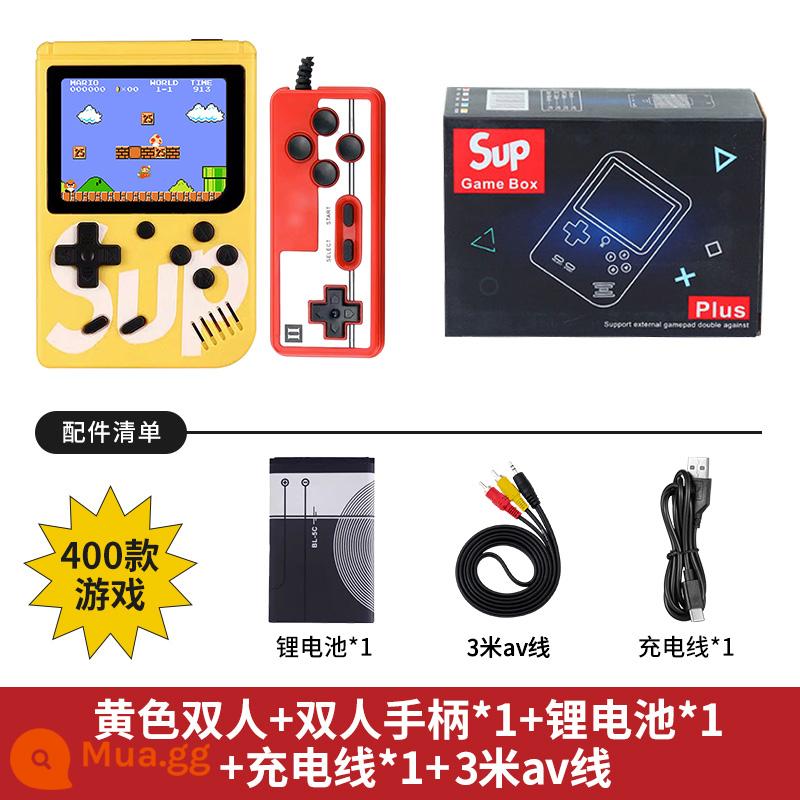 Máy chơi game cầm tay sup mới cầm tay hoài cổ retro cổ điển dành cho trẻ em Máy chơi game Tetris mini cầm tay psp đôi cùng phong cách Mario 2023 kết nối với TV hệ thống màn hình lớn - Phiên bản đôi màu vàng [400 game + cáp AV 3m + tay cầm]