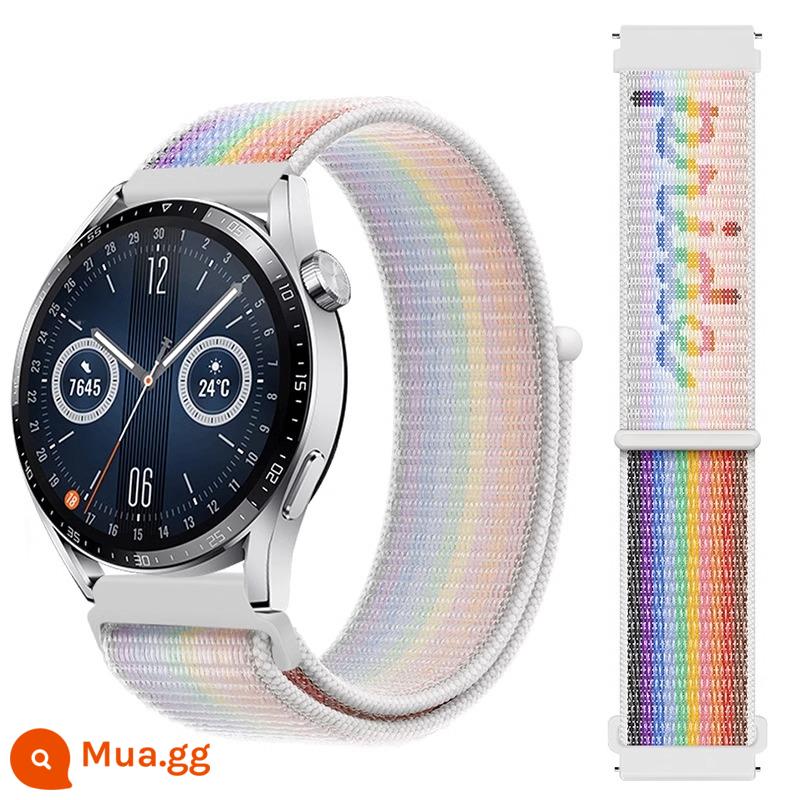 Dây đồng hồ nam nữ có khóa nylon phụ kiện thích hợp cho Huawei Tissot Longines CASIO Mido King DW Honor - cầu vồng trắng