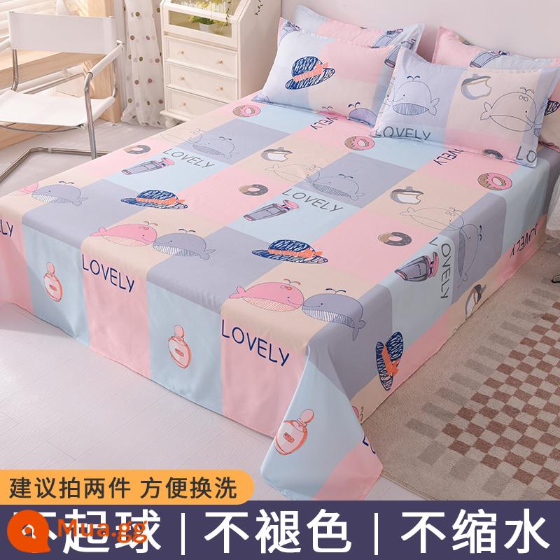 Ga trải giường đơn mảnh mùa đông ký túc xá sinh viên con đơn 1,5 m đã giặt cotton chải mền vỏ gối đơn ba món đôi - yêu tinh ma thuật