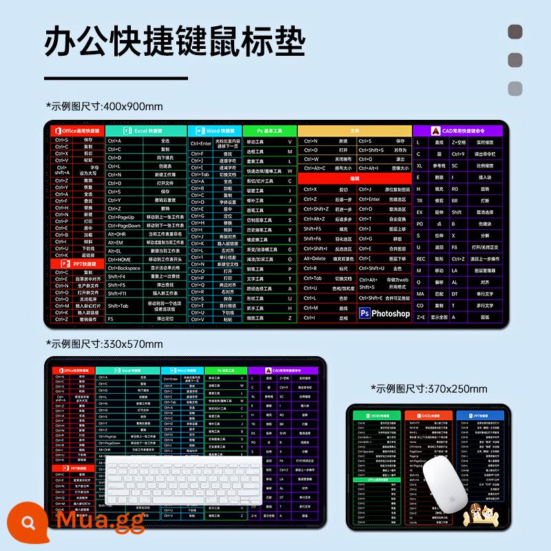 Bàn di chuột quá khổ thiết kế phím tắt văn phòng Daquan dày bàn phím trò chơi dành cho nam và nữ cổ tay miếng lót bàn mềm - Phím tắt văn phòng nền đen