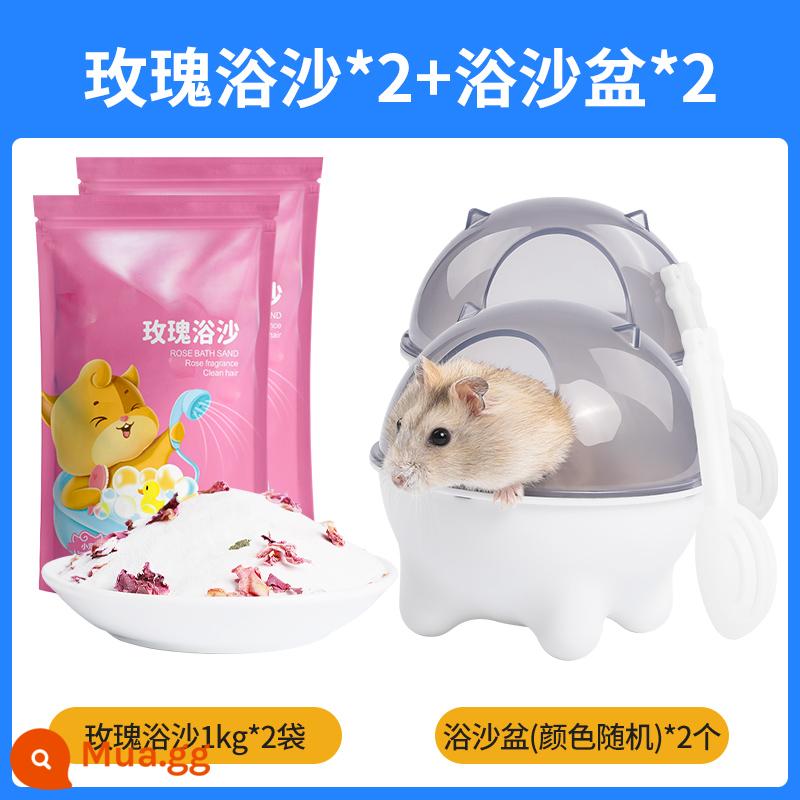 Lưới chăn thả chuột hamster tắm cát vàng lụa gấu nước tiểu salon rồng cát tắm cát tắm muối tắm nước tiểu cát ổ hamster nhỏ nguồn cung cấp - Cát tắm hamster hoa hồng 1kg*2+chậu cát tắm*2 (màu gửi ngẫu nhiên)