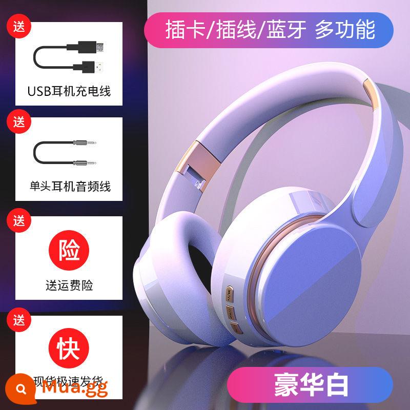 Tai nghe bluetooth không dây tai nghe chơi game tai nghe khử tiếng ồn có micrô thời gian chờ siêu dài điện thoại di động máy tính - Màu trắng sang trọng (★Âm trầm ấn tượng★Chất lượng âm thanh Bluetooth 5.2★HIFI)