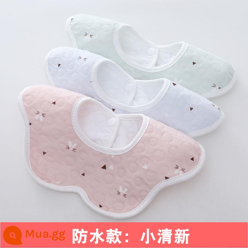 Bé sơ sinh cotton nguyên chất sơ sinh yếm có yếm không thấm nước khạc miếng khăn yếm ăn yếm nam nữ khăn nước bọt cho bé - Mẫu chống thấm nước xanh đậm + xanh nhạt + bột đậu [3 gói]