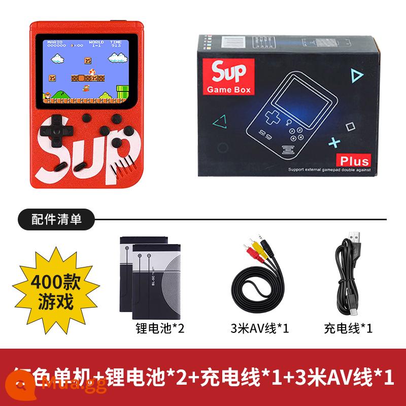 Máy chơi game cầm tay sup mới cầm tay hoài cổ retro cổ điển dành cho trẻ em Máy chơi game Tetris mini cầm tay psp đôi cùng phong cách Mario 2023 kết nối với TV hệ thống màn hình lớn - Nhân đôi niềm vui - chơi đơn màu đỏ [400 trò chơi + cáp AV 3m + 2 pin]