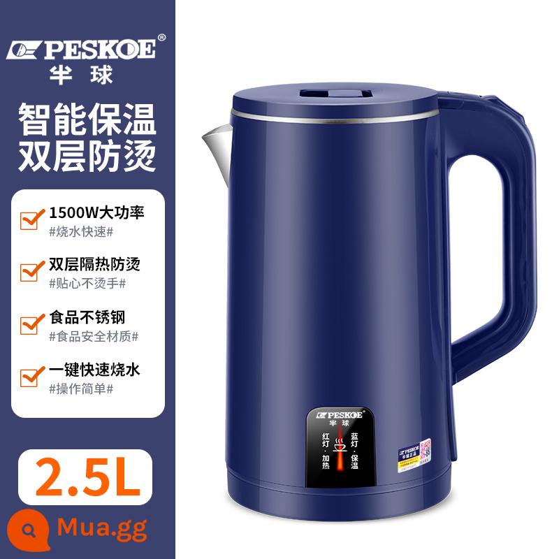 Bán Cầu Điện Hộ Gia Đình 2.5L Dung Tích Lớn Ấm Siêu Tốc Hoàn Toàn Tự Động Bảo Quản Nhiệt Nhanh Ấm Đun Nước Làm Nóng Tắt Nguồn Điều Khiển Nhiệt Độ - Màu xanh 2.5L [Cách nhiệt thông minh]