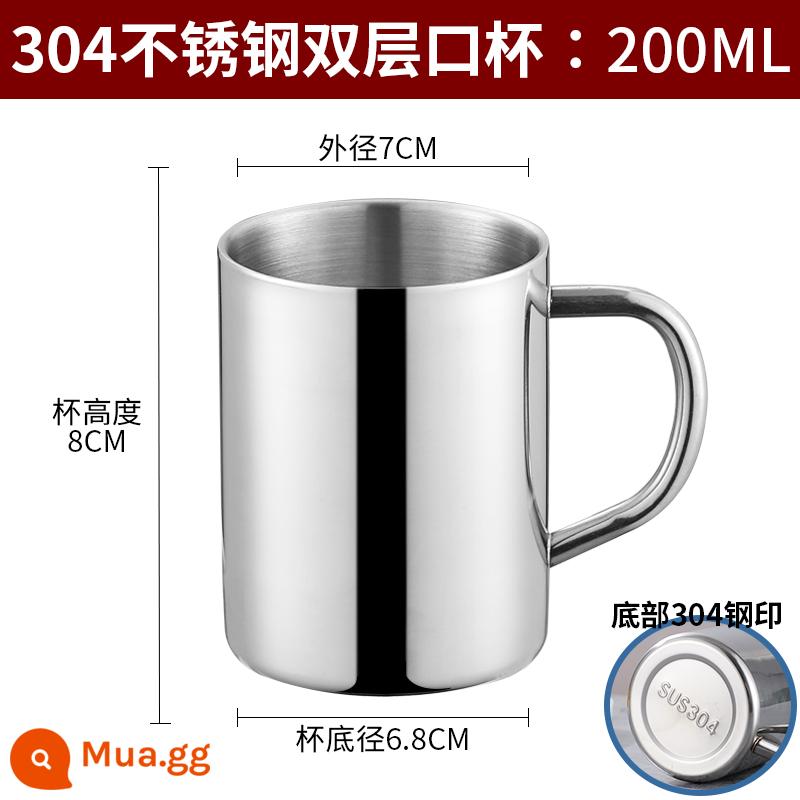 Cốc inox 304 có nắp cốc nước tách trà cốc trẻ em mẫu giáo có tay cầm cốc sắt cốc nước nhỏ - Cốc chống bỏng 2 lớp 304 cho trẻ em 7cm 200ml