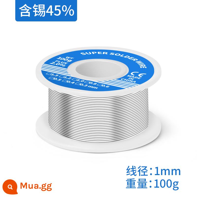 Dây hàn không chì có độ tinh khiết cao 0,8mm chứa lõi nhựa thông dây thiếc hàn điện gia dụng hàn không cần rửa ở nhiệt độ thấp hàn thân thiện với môi trường - Lượng hàn 45% 1,0 (100 gram)