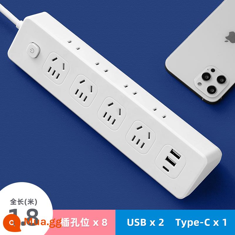 Bảng điều khiển ổ cắm đa chức năng Laibibao khe cắm nhiều lỗ ký túc xá Ổ cắm USB hàng bảng cắm tại nhà với dây nối dài - A5 với 2USB+1Type-C 1,8 mét