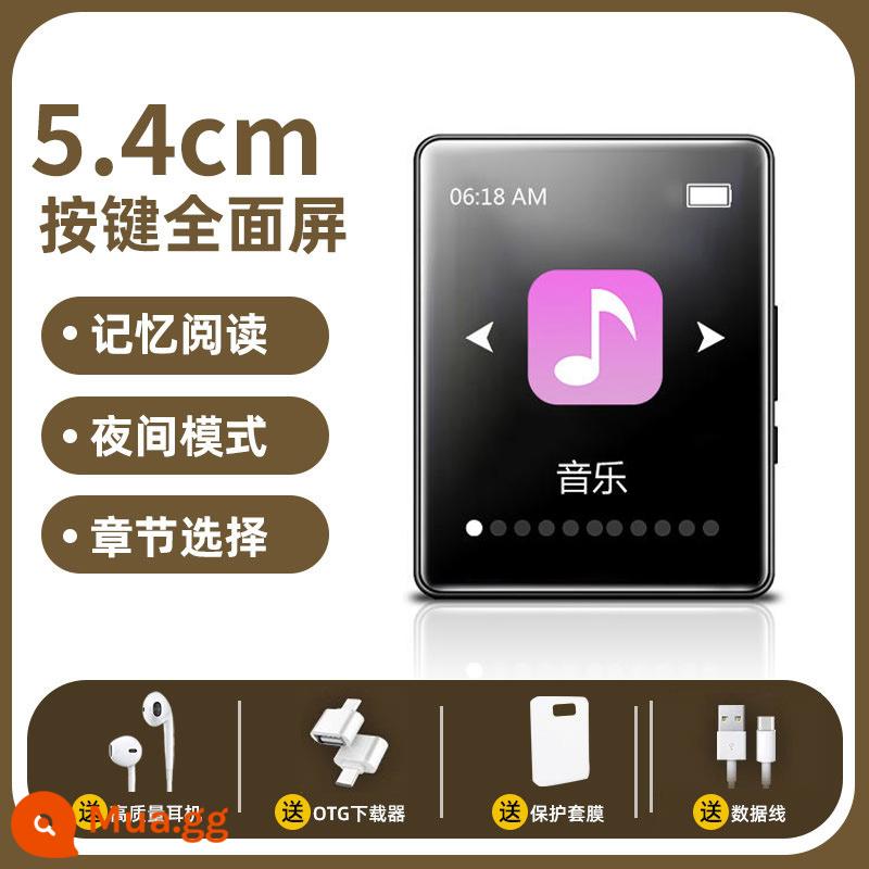 Bluetooth mp4 học sinh walkman toàn màn hình học sinh trung học mp3 đọc chuyên dụng hiện vật màn hình cảm ứng máy nghe nhạc p3p4 - 5.4 nút, thời lượng pin dài, màn hình đen hoàn toàn [tai nghe miễn phí/hộp bảo vệ/OTG/từ điển giọng hát]