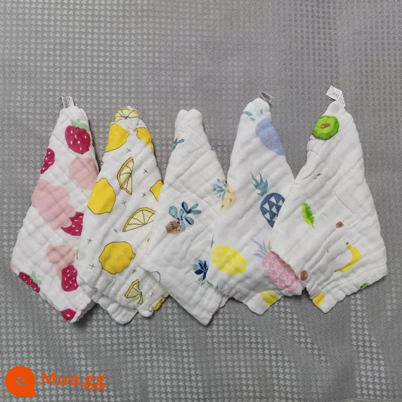 Trẻ Em Khăn Nhỏ Nguyên Chất Miếng Lót Lưng Khăn Sơ Sinh Cotton Mềm Mại Khăn Tay Thấm Cho Bé Gạc Nước Bọt Khăn - Mút 6 lớp [Bữa tiệc trái cây] 5 gói co dãn 30*30cm