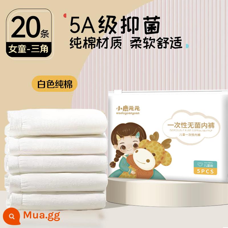 Đồ lót dùng một lần cho trẻ em Quần short du lịch cotton nguyên chất cho bé trai và bé gái kiểu tam giác vô trùng quần dùng một lần góc vuông cho trẻ lớn - [Phong cách tam giác] Bông trắng bé gái 20 gói