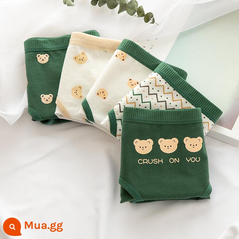 Quần lót cotton cho bé gái từ trung tuổi trở lên quần an toàn quần sịp cotton cho bé gái 100% cotton kháng khuẩn 12-15 tuổi - Tổ hợp gấu xanh mới Tổ hợp 5 miếng