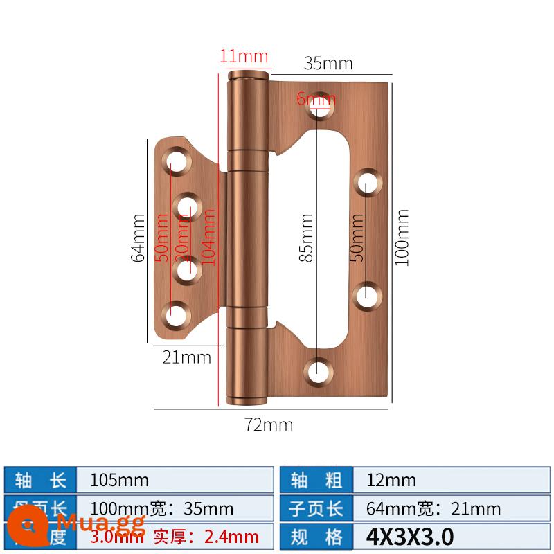 Bản lề mẹ chồng bằng thép không gỉ Cửa chịu lực cửa gỗ Bản lề 4 inch 5 inch Cửa đệm gấp lá lỏng mở và đóng - Mẹ thẳng hàng 4 inch inox đồng đỏ [3.0]