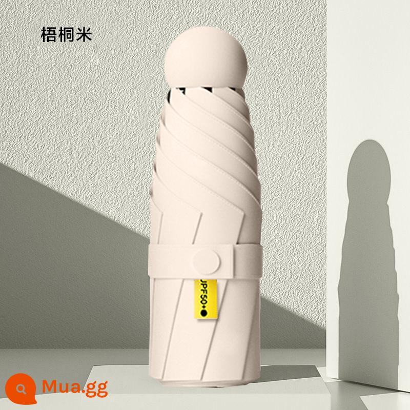 Dù che capsule nữ che nắng chống tia UV nắng mưa gấp đôi công dụng Giảm 50% dù che mini nam cầm tay - [6-Bone Capsule Umbrella-Wutong Rice] Kem chống nắng Vinyl