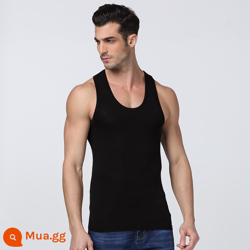 Cotton nguyên chất áo vest nam mùa hè vượt chướng ngại vật thể thao mặc bên trong xuân thu đáy tập thể dục không tay cotton trắng ông già áo - đen một mảnh