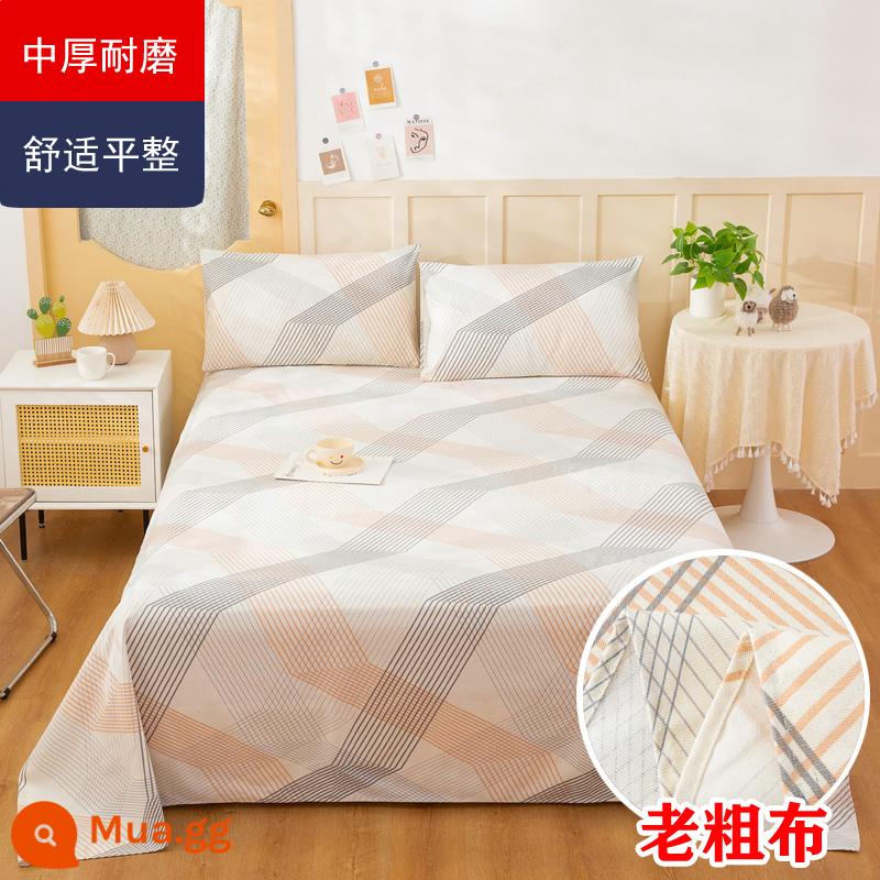 Ga Giường Cotton Đơn Mảnh Mùa Hè Dày Cũ Vải Thô Bộ 3 100 Cotton Linen Chần Gòn Đơn Ký Túc Xá Sinh Viên Thảm - Chất liệu cotton nguyên chất dày--Amy