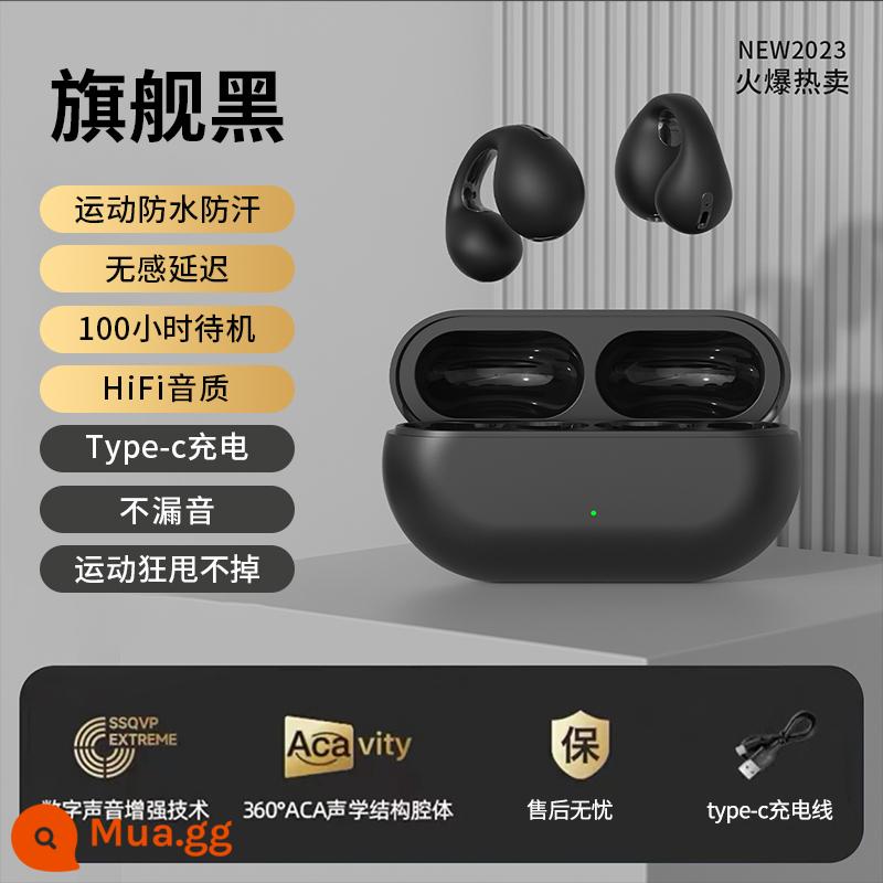 Tai nghe bluetooth dẫn xương không chui vào tai dạng móc tai clip pin siêu dài thể thao chạy true wireless 2023 new - [Flagship Black] Không rò rỉ âm thanh + không đau khi đeo lâu