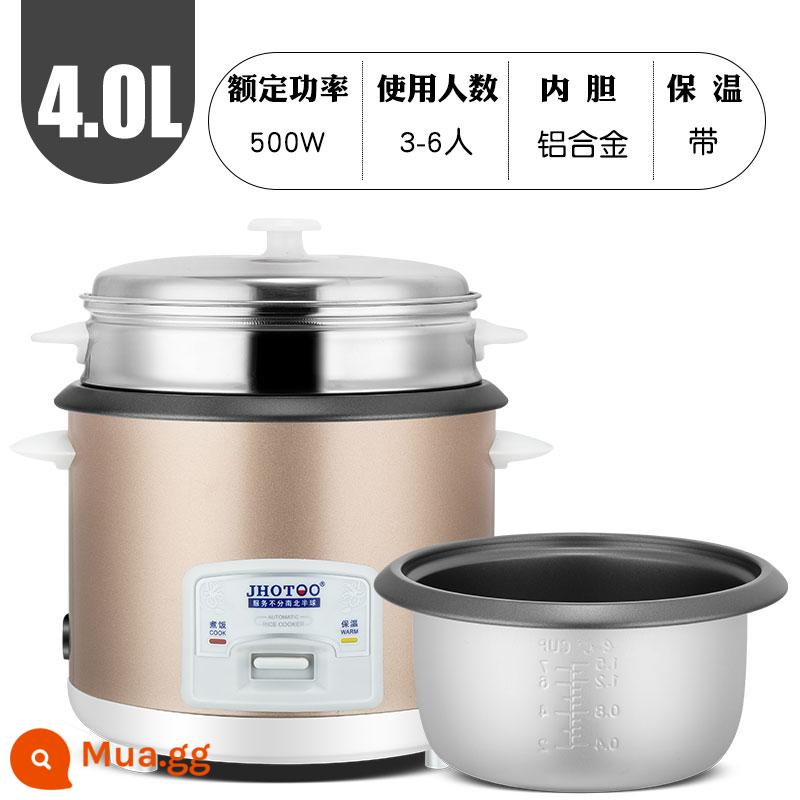 Nồi cơm điện gia đình 3-4 người kiểu cũ mini nhỏ thông thường 1-2 người 5L lít ký túc xá sinh viên nồi cơm hấp thông minh - Gold 4 lít dành cho 5-6 người (lót bằng hợp kim nhôm)