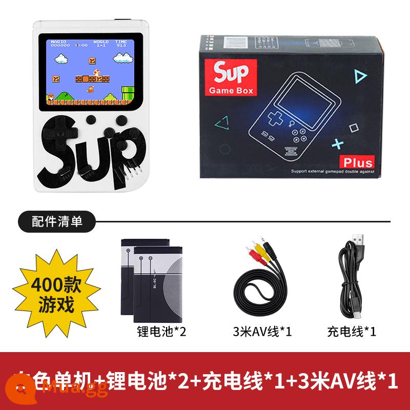 Máy chơi game cầm tay sup mới cầm tay hoài cổ retro cổ điển dành cho trẻ em Máy chơi game Tetris mini cầm tay psp đôi cùng phong cách Mario 2023 kết nối với TV hệ thống màn hình lớn - Nhân đôi niềm vui - một người chơi màu trắng [400 trò chơi + cáp AV 3 m + 2 pin]