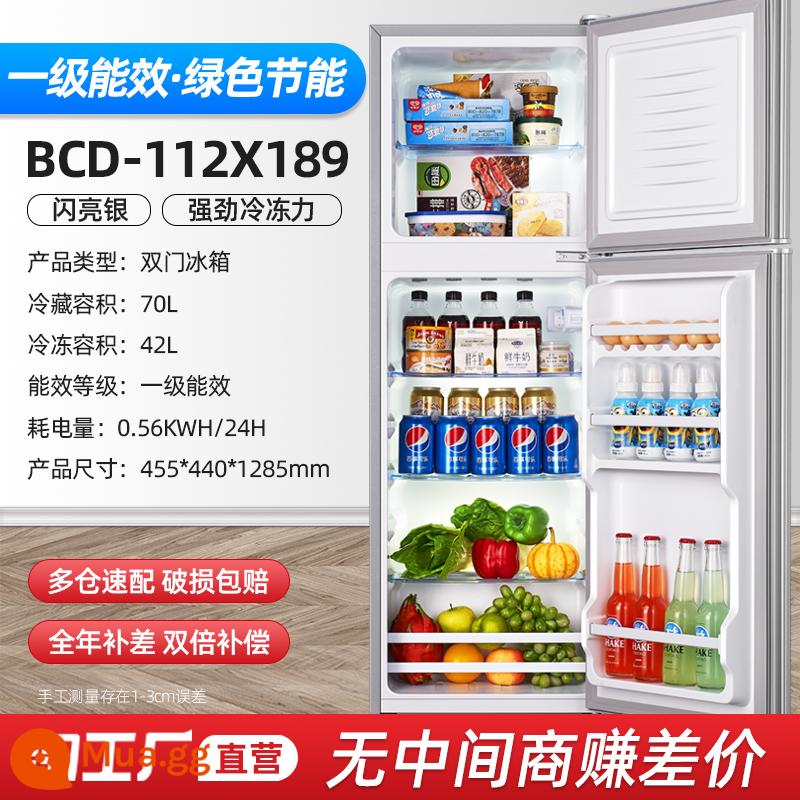 [Hiệu quả năng lượng cấp 1] Tủ lạnh nhỏ hộ gia đình Cho thuê ký túc xá Tủ đông lạnh mini Tủ lạnh tiết kiệm năng lượng hai cửa - Cửa đôi/189 ✅Bạc/Tiết kiệm năng lượng cấp 1