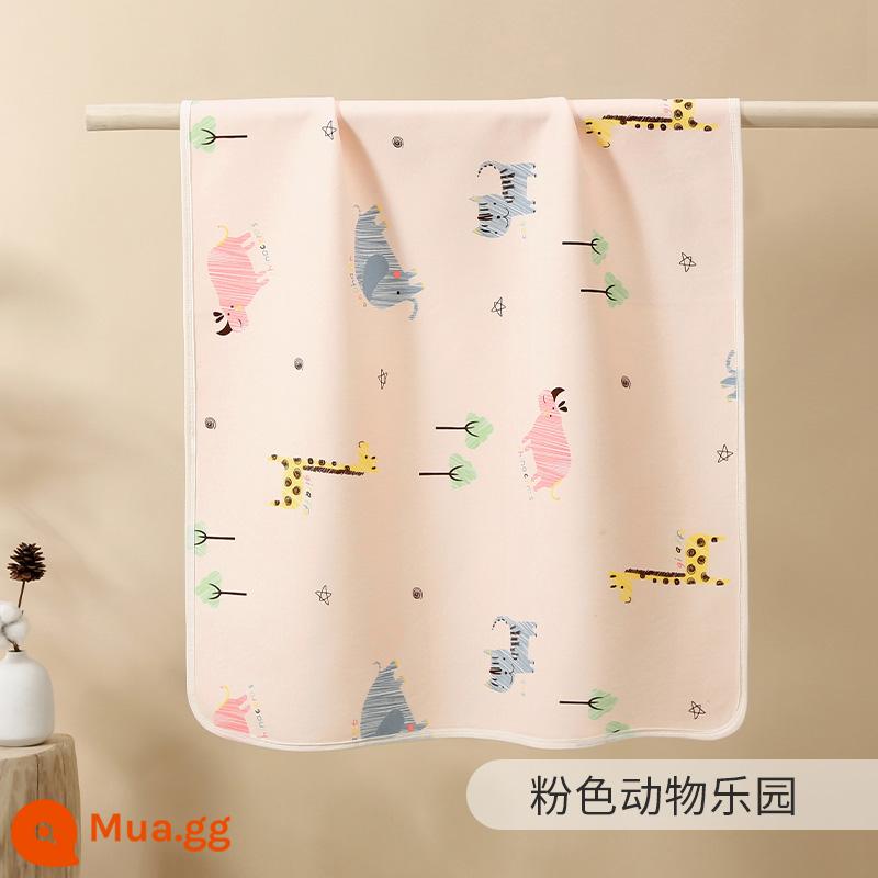 Thảm chống đi tiểu cho trẻ sơ sinh và trẻ nhỏ cotton nguyên chất không thấm nước và thoáng khí có thể giặt được nệm thời kỳ kinh nguyệt của dì cỡ lớn có thể giặt được cho bé qua đêm - Single [Baby Class A Pure Cotton] Pink Animal Paradise (Không thấm nước và thoáng khí)