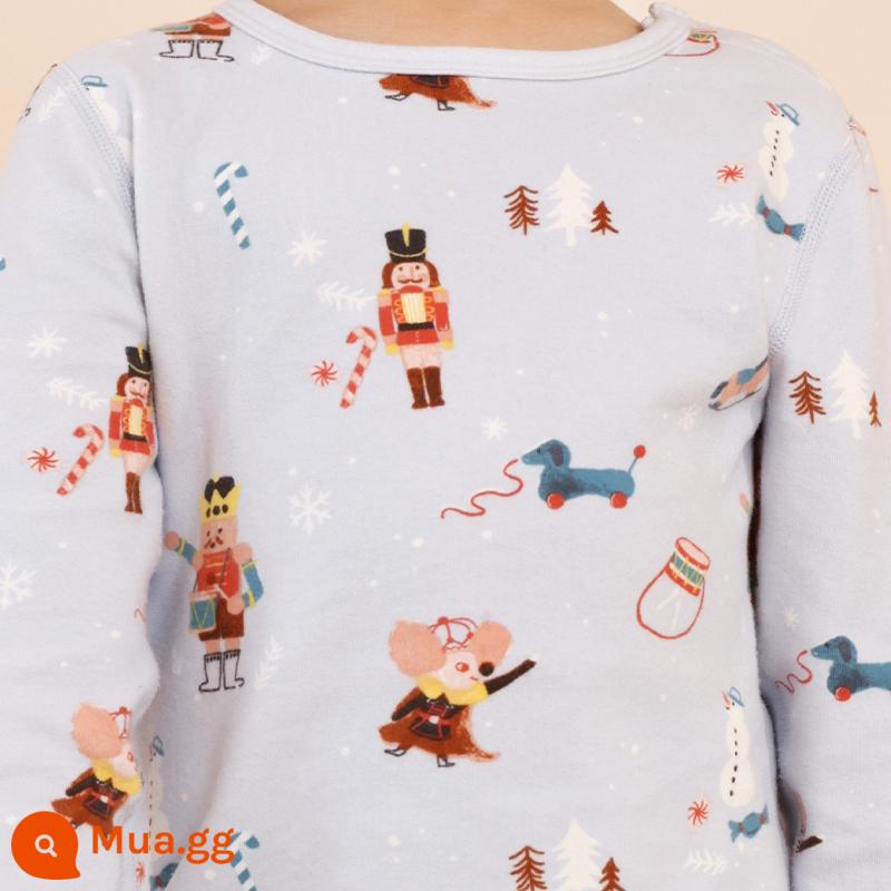 Youlan "Cổ Điển Cat Cotton" In Hình Bộ Đồ Lót Thu Đông 2023 Trẻ Em Mới Mềm Mại Và Thoải Mái Homewear - Kẹp hạt dẻ xanh Heather