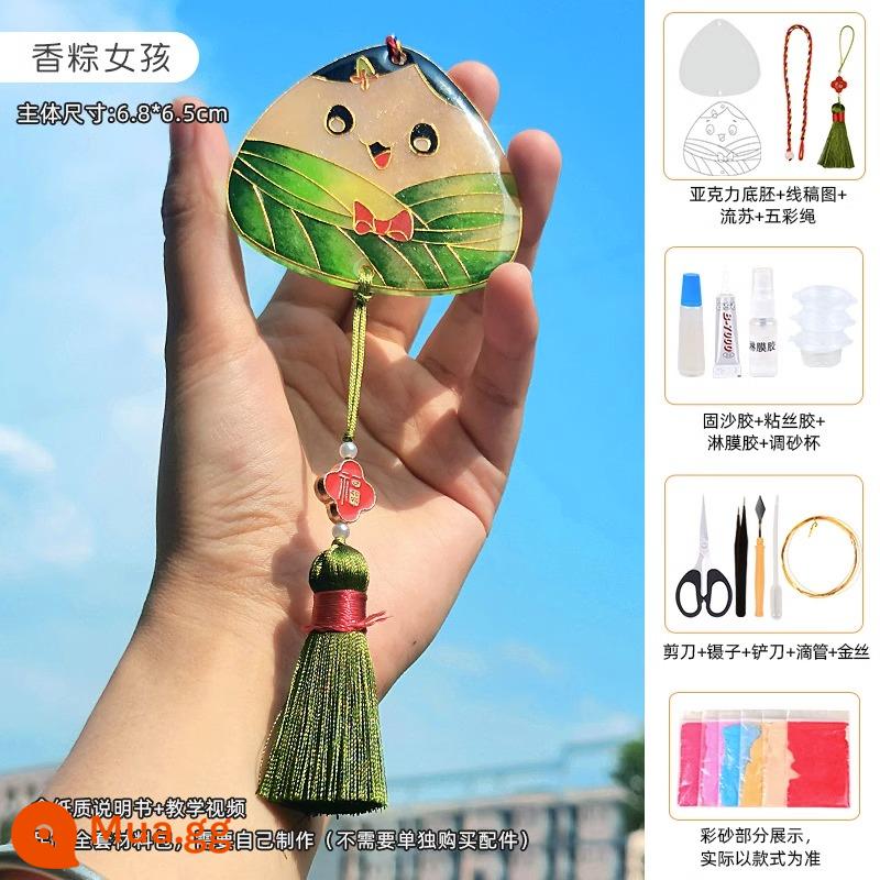 Cloisonne men sơn tự làm vật liệu thủ công gói phong cách quốc gia phi di sản cloisonne nhập cảnh người mới bắt đầu lĩnh vực ấm áp hoạt động trang trí - Girls-Pendant [Bao gồm đầy đủ các công cụ]