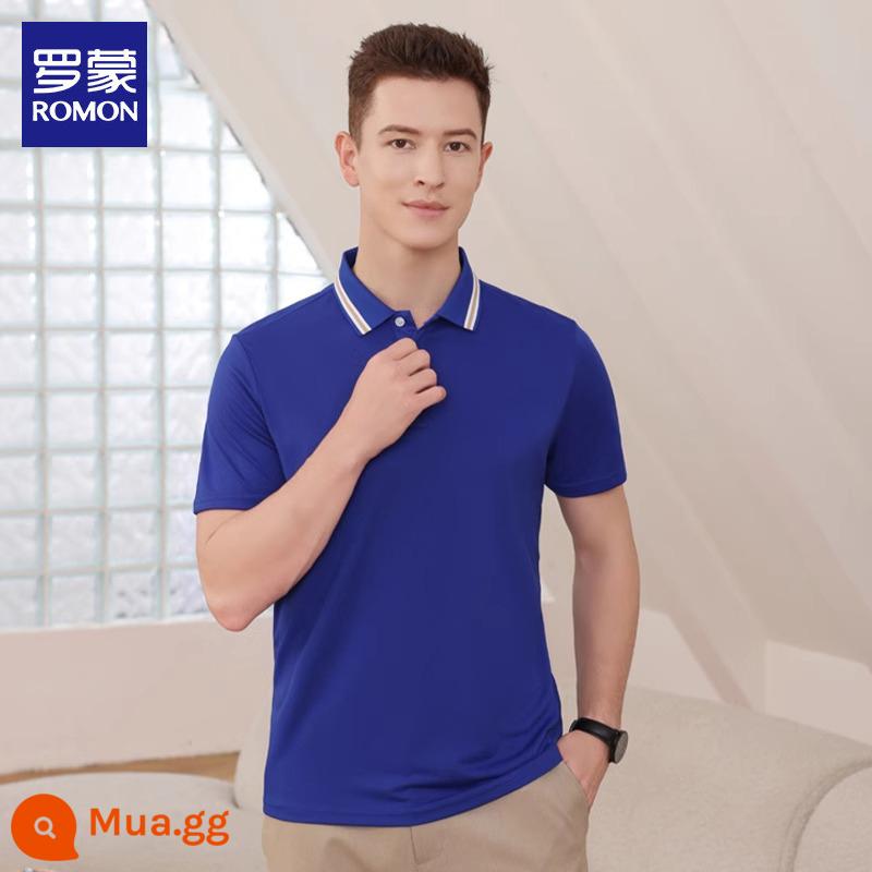 Romon nam có ve áo áo sơ mi polo xu hướng trẻ trung phù hợp với tất cả các trận đấu Áo thun ngắn tay áo thun nửa tay áo thun đi làm quần áo hàng đầu T - Sapphire 5577 nguyên chiếc