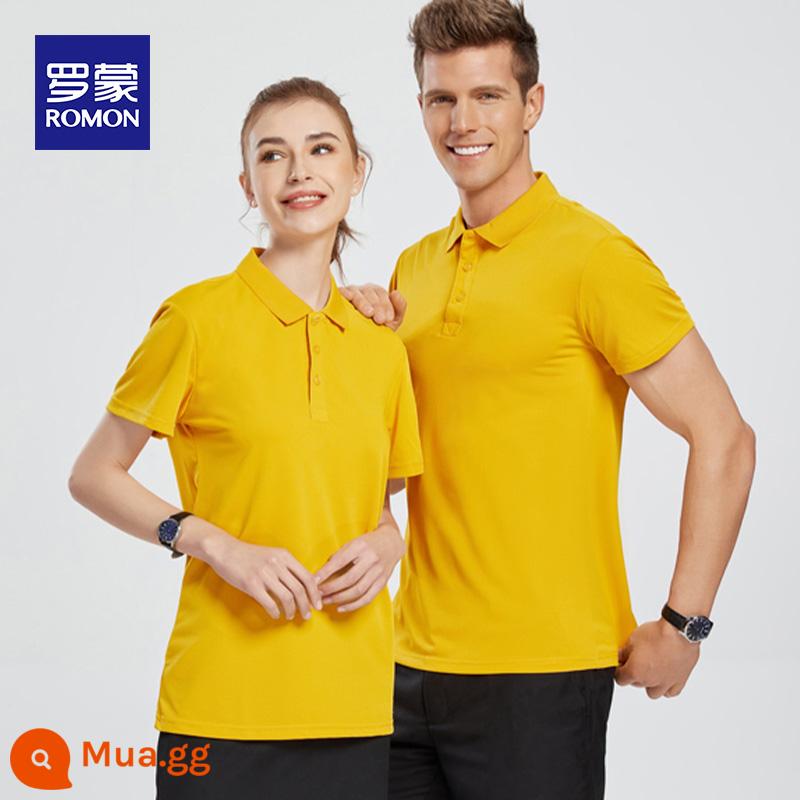 Romon nam có ve áo áo sơ mi polo xu hướng trẻ trung phù hợp với tất cả các trận đấu Áo thun ngắn tay áo thun nửa tay áo thun đi làm quần áo hàng đầu T - Màu vàng 5901 một mảnh