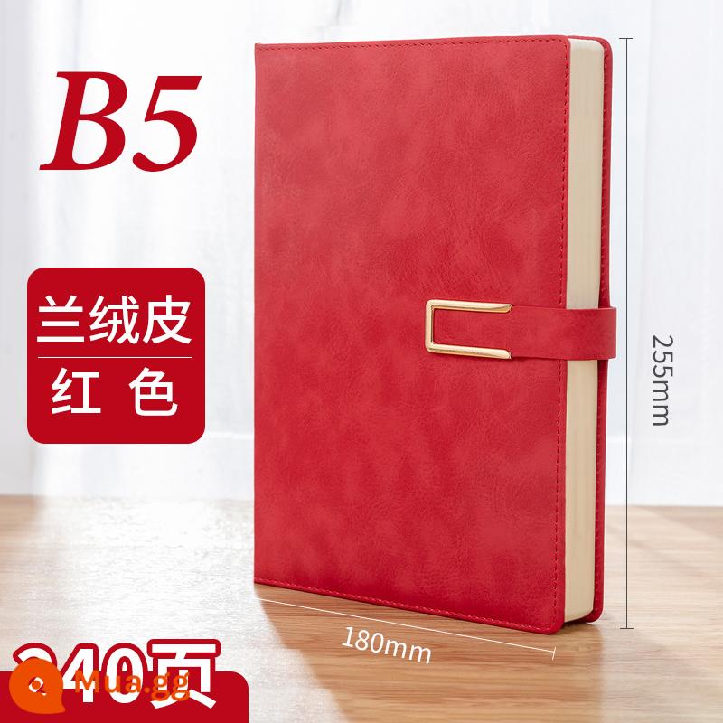 Máy tính xách tay kinh doanh tùy chỉnh phụ notepad b5 sách văn phòng lớn dày văn phòng phẩm nhật ký sinh viên tùy chỉnh có thể in logo đọc ghi chú bán buôn tùy chỉnh - B5 nhung lớn đỏ - xanh có khóa nam châm 1807