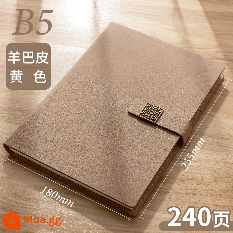 Máy tính xách tay kinh doanh tùy chỉnh phụ notepad b5 sách văn phòng lớn dày văn phòng phẩm nhật ký sinh viên tùy chỉnh có thể in logo đọc ghi chú bán buôn tùy chỉnh - Khóa vuông da cừu vàng B5 1856