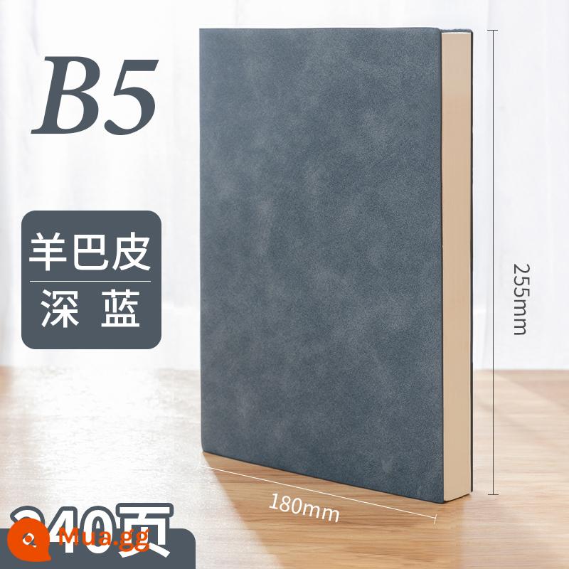 Máy tính xách tay kinh doanh tùy chỉnh phụ notepad b5 sách văn phòng lớn dày văn phòng phẩm nhật ký sinh viên tùy chỉnh có thể in logo đọc ghi chú bán buôn tùy chỉnh - B5 da cừu xanh đậm