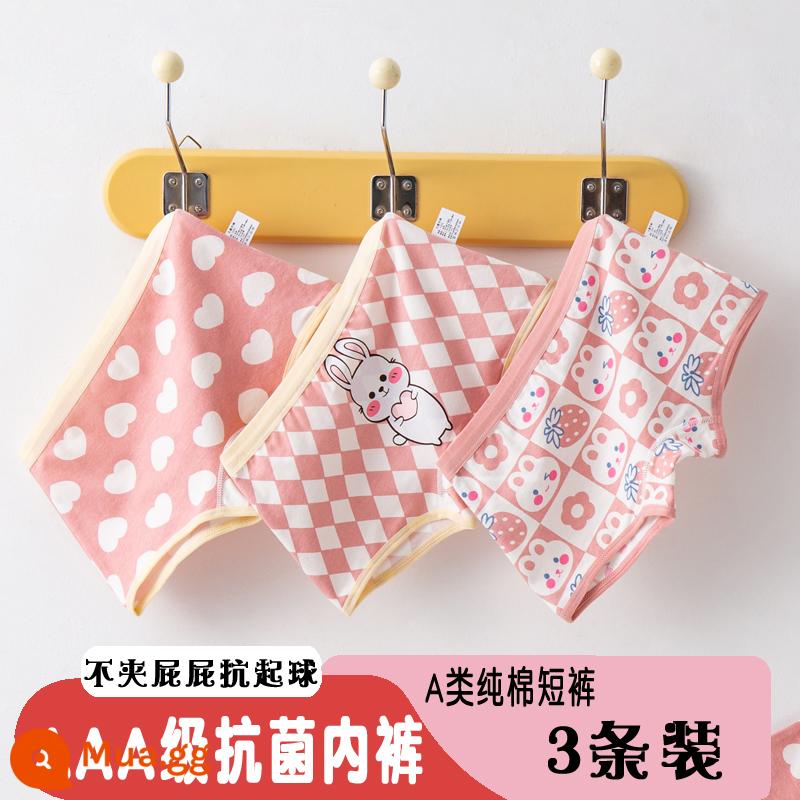 Quần Lót Trẻ Em Bé Gái Cotton Boxer Ba Quần Lót Bé Gái Bé Lớn Bé Trai Thỏ Năm Đỏ Sinh Năm Quần Short - 3327#Góc Dẹt Kháng Khuẩn 3 Gói