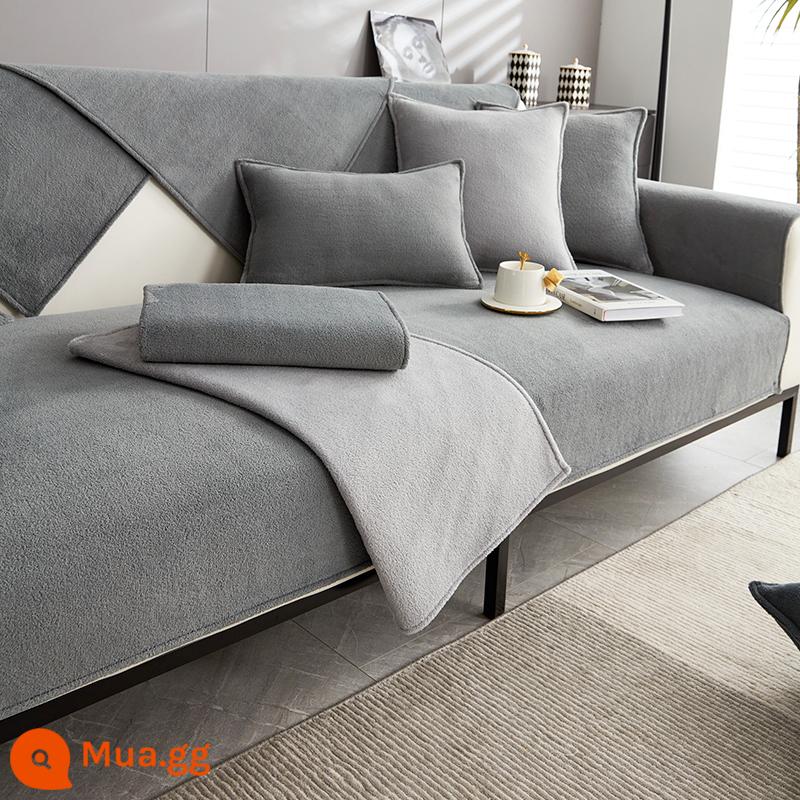 Bộ đệm sofa Shenier Bốn mùa Quần áo phổ quát Skids SOFA SOFA SOFA SOFA BẢO HÀNG NAPKIN TẤT CẢ - Nhung san hô Monet-xám trung bình[cy]