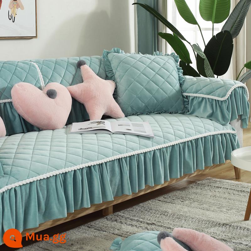 Cao cấp đơn giản mới sofa đệm sang trọng mùa đông đệm da chống trơn trượt bọc ghế sofa bao khăn vải cho tất cả các mùa - Crystal Nhung Su Xue-Hồ Xanh