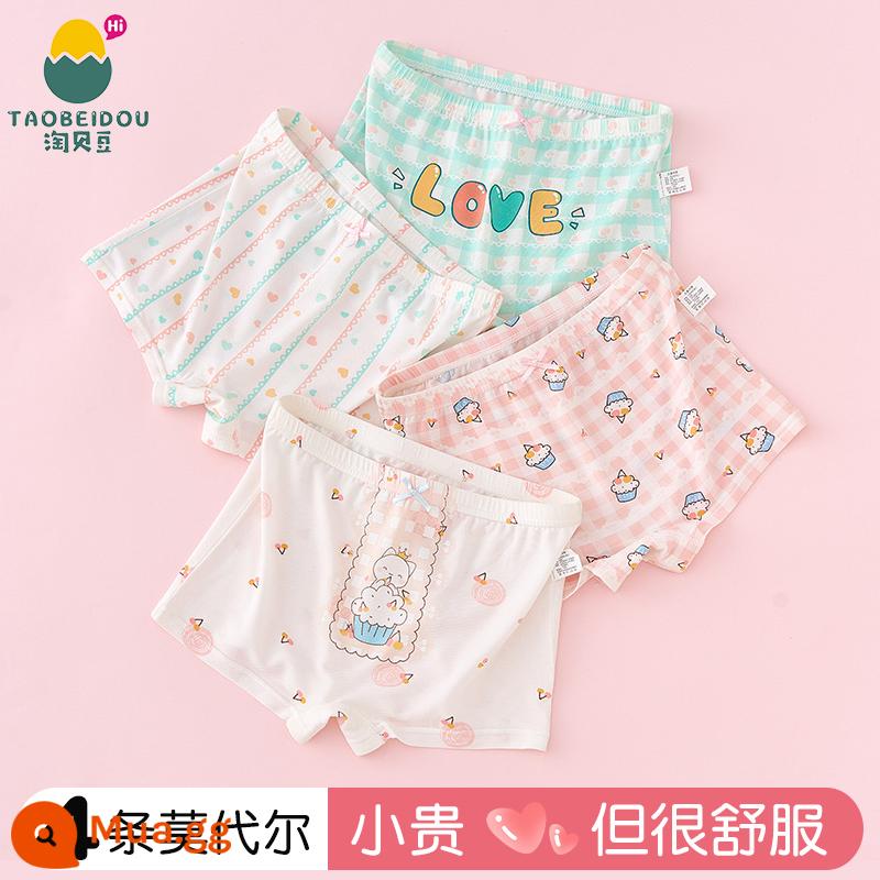 Quần lót bé gái Modal quần lót boxer trẻ em cotton nguyên chất 100% cotton bé gái băng lụa mùa hè mỏng - 506+507 (4 gói kiểu kháng khuẩn modal)