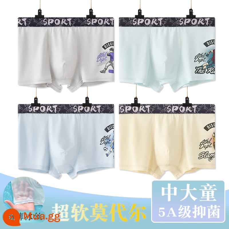 Thiếu niên trung và lớn trẻ em quần lót boxer quần lót trẻ em cậu bé mập cộng mỡ cộng cotton nguyên chất lụa băng phương thức - 582 (loại 4 dải kháng khuẩn)