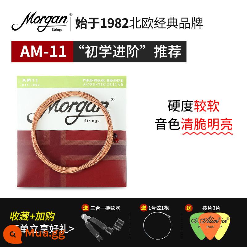 Dây đàn guitar Morgan, một bộ sáu bộ hoàn chỉnh để chơi đàn guitar điện bằng gỗ dân gian, dây cổ điển, được phủ lớp chống gỉ - AM11 dành cho người mới bắt đầu [1 bộ]