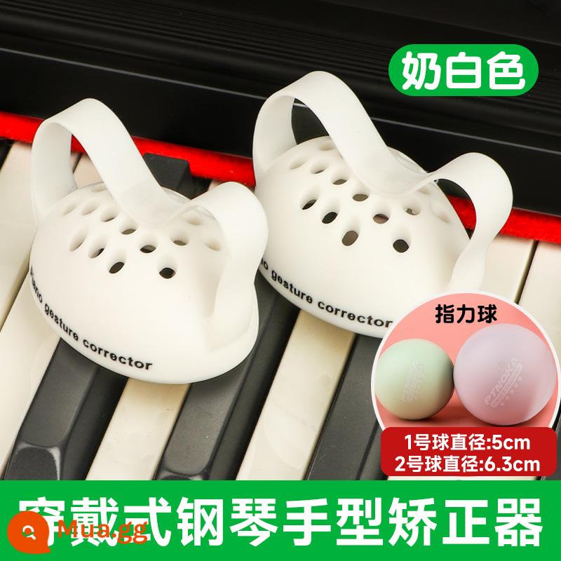 Đàn Piano Tay Sửa Tay Luyện Ngón Tay Bóng Trẻ Em Chống Sụp Đổ Cổ Tay Thực Hành Hiện Vật Phụ Trợ Cầm Bóng Gấp Ngón Tay - Màu trắng sữa + bóng tập ngón tay (5CM/6.3CM))